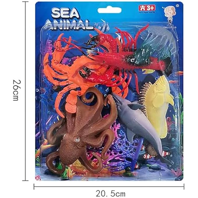 GALAXY OCEAN ANIMAL TOY SET - 7-PIECE MARINE LIFE FIGURES INCLUDING LOBSTER, CRAB, FISH, AND DOLPHIN - EDUCATIONAL & IMAGINATIVE UNDERWATER PLAY (AGES 3+) - Image 2